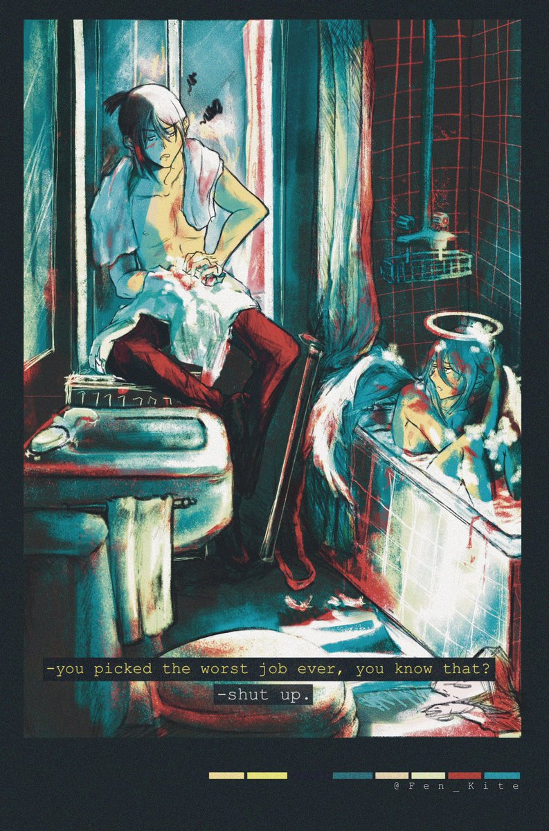 Fen_Kite's tweet photo. When you and your buddy just clocked off (but you're devil hunters)

#csm #chainsawman #チェンソーマン  #akiangel https://t.co/EkdazxRtky
