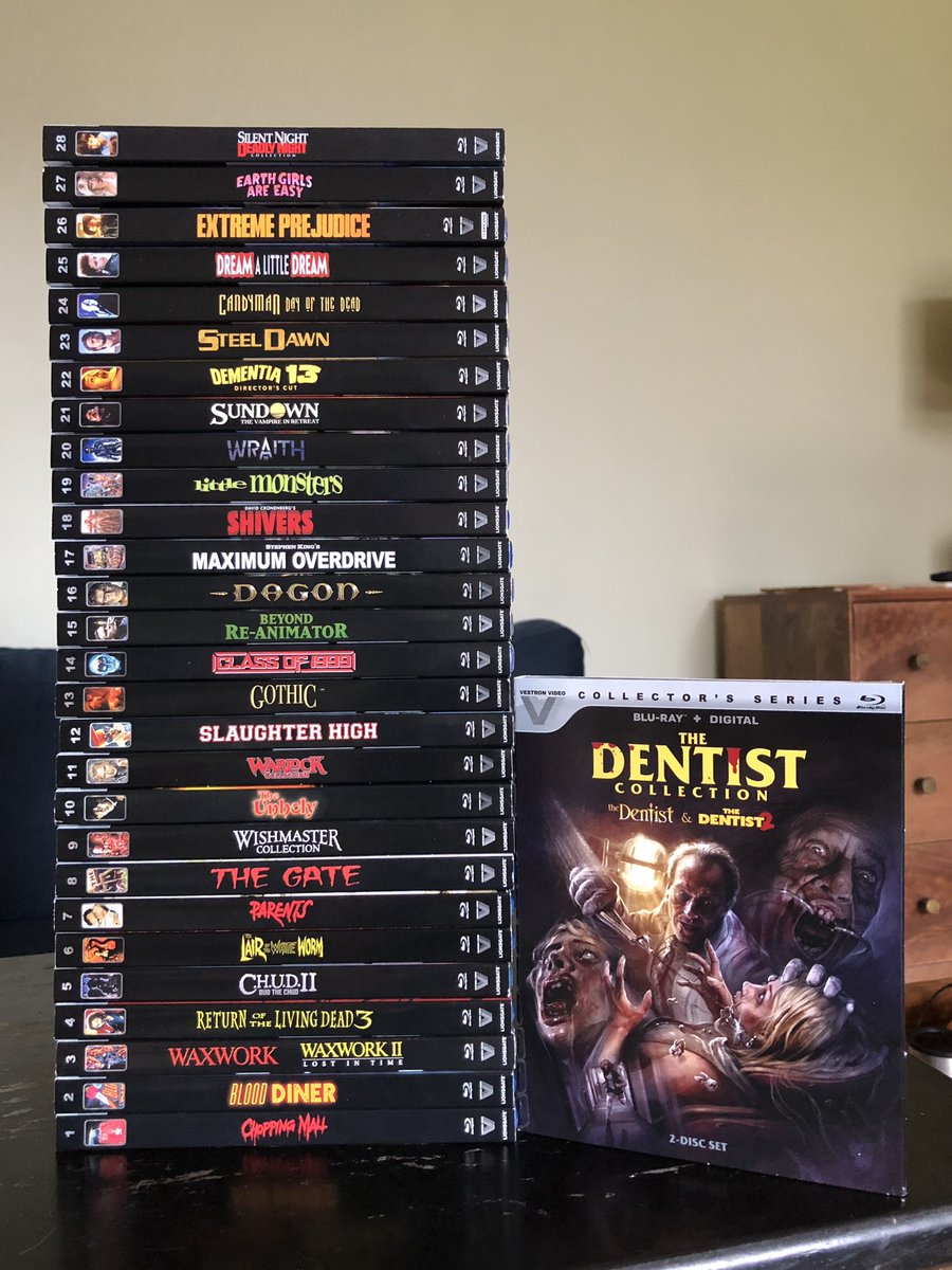 ScarecrowPete's tweet image. With the addition of The Dentist collection, the Vestron Tower grows to nearly 30 releases!

#VestronVideo #horrormovies #horrorfan #horrorcollector