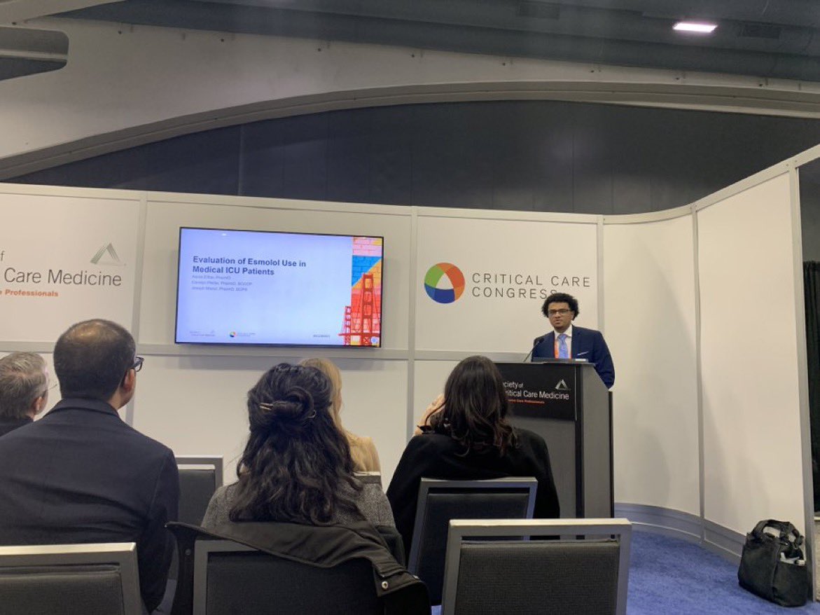 ✅ Present research at #SCCM2023 
It was great to be able to talk about how esmolol was used in our MICU patients <a href="/MUSCPharmRes/">MUSC Pharmacy Residency</a>. Also got to hear a lot of other interesting projects from across the country. Really enjoying the conference so far! #PharmICU