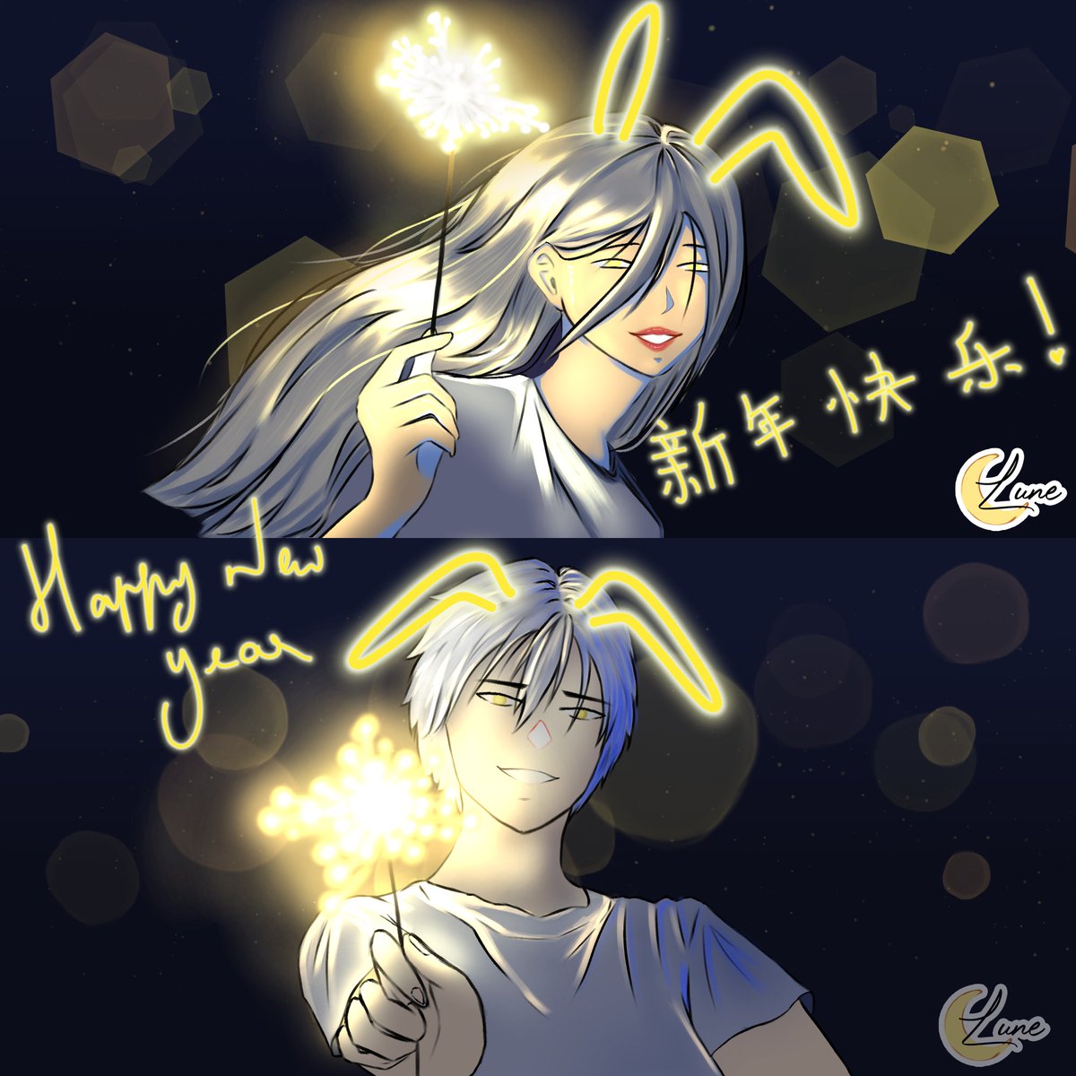 maonuii's tweet photo. Petit art pour le nouvel an chinois, l'année du lièvre, notre année à @Kur00VT et moi 🥰🥰
#avaeart #kurooquis #vtuberfr #ChineseNewYear2023 https://t.co/OK9N2ZvwSE