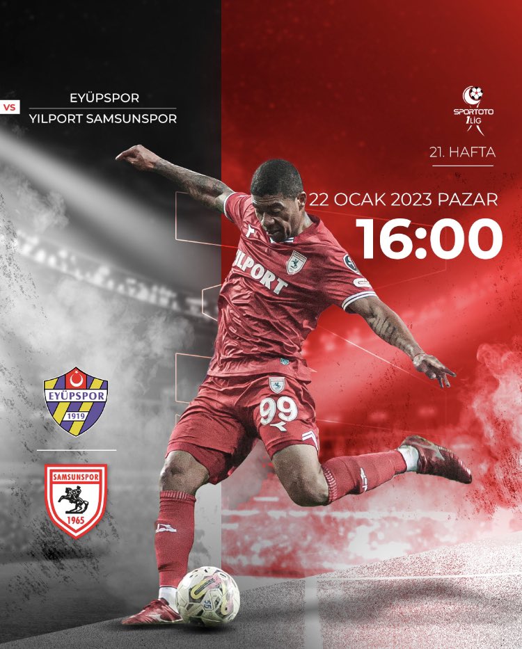 Ligin 21. Haftasında Samsunspor’umuz Eyüpspor deplasmanında. Derneğimiz 15:00’dan itibaren açık olacaktır. Samsunspor sevdalısı herkesi bekliyoruz. 🗓 22 Ocak Pazar ⏰ 16.00 🏟 Eyüp Stadı 📺 TRT Spor & beIN Sports 2 #EYPvSAM