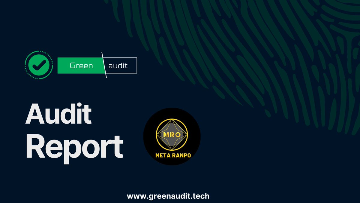 Dear community! META RANPO is audited and listed by ✅ Green Audit! 

🌎 Projects website:
meta-ico-landingpage.vercel.app

🔗 Audit link:
greenaudit.tech/audits/meta-ra…

👉🏻 More info:
GreenAudit.tech