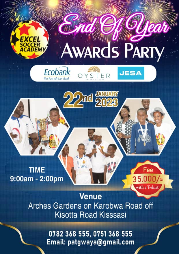 Patrick Gwayambadde (@patgwaya) on Twitter photo We shall celebrate the New Year with the Kids Awards Party on Sunday 22nd. It will an event where we recognize our outstanding Players at Excel Soccer Academy <a href="/patgwaya/">Patrick Gwayambadde</a> @Kay_Rawlins <a href="/mike_vest/">Mike Vest</a> <a href="/dpowell6/">Darren Powell</a> <a href="/MarlonLeBlanc4/">Marlon LeBlanc</a> <a href="/GroupEcobank/">Ecobank Group</a> <a href="/mtnug/">MTN Uganda</a> <a href="/jesadairy/">JESA Farm Dairy</a> <a href="/ManCityMEN/">Manchester City News</a> <a href="/CliveKyazze/">#CHAN2024WithClive | ๐บ๐ฌ๐๏ธ</a> We shall celebrate the New Year with the Kids Awards Party on Sunday 22nd. It will an event where we recognize our outstanding Players at Excel Soccer Academy <a href="/patgwaya/">Patrick Gwayambadde</a> @Kay_Rawlins <a href="/mike_vest/">Mike Vest</a> <a href="/dpowell6/">Darren Powell</a> <a href="/MarlonLeBlanc4/">Marlon LeBlanc</a> <a href="/GroupEcobank/">Ecobank Group</a> <a href="/mtnug/">MTN Uganda</a> <a href="/jesadairy/">JESA Farm Dairy</a> <a href="/ManCityMEN/">Manchester City News</a> <a href="/CliveKyazze/">#CHAN2024WithClive | ๐บ๐ฌ๐๏ธ</a>