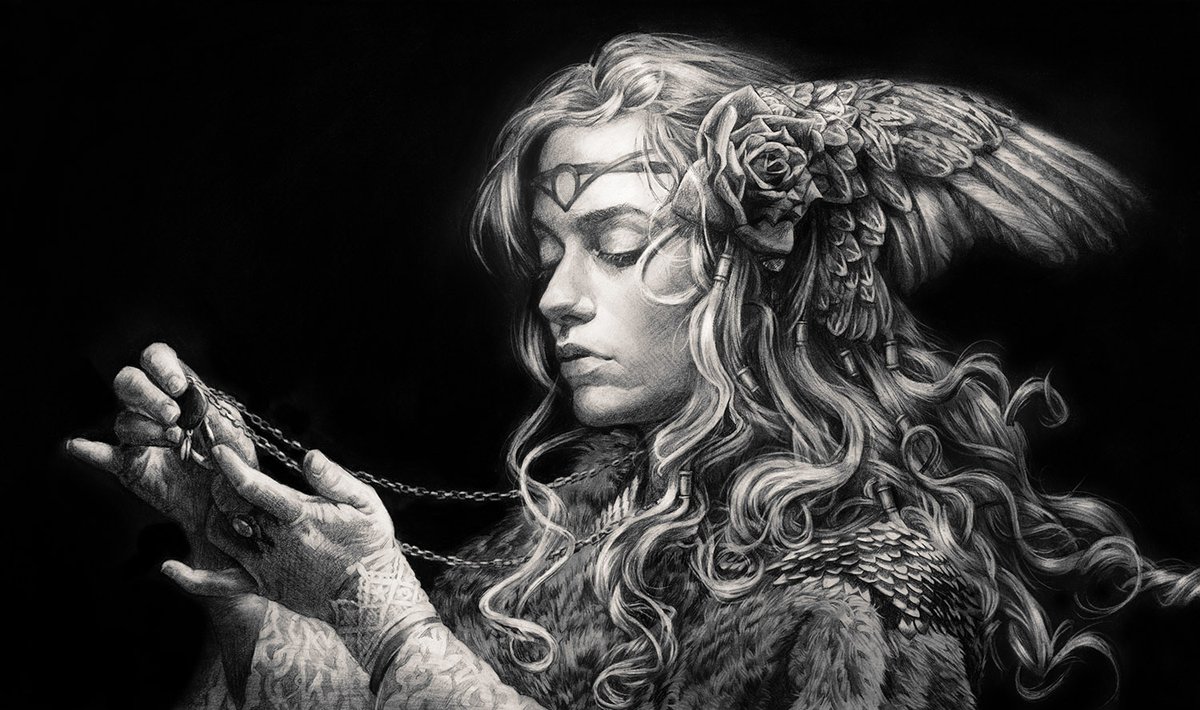 MichaelHayesArt's tweet photo. Arbiter of the Slain, 14" x 24", charcoal on paper, 2020 https://t.co/G5NsRgutLL