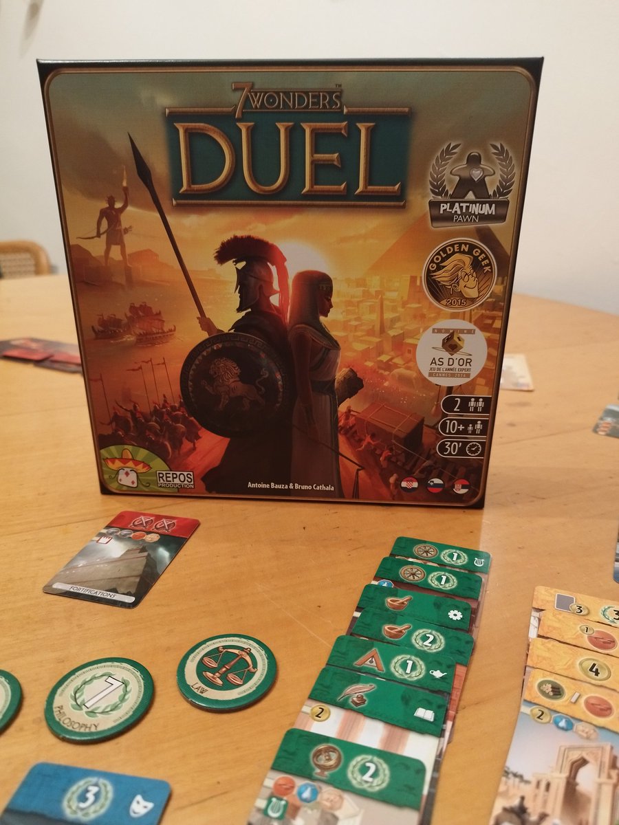 Finally won at #7WondersDuel #boardgames with science supremacy! 
🎉🎉🎉
