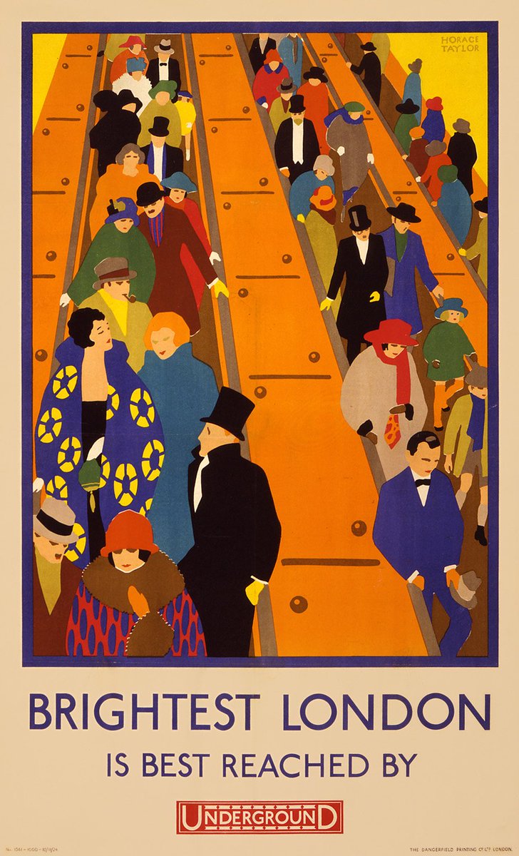 NouveauDeco's tweet photo. Art Deco advertising poster from 1924 for the London subway. https://t.co/FSmVpBeJnI