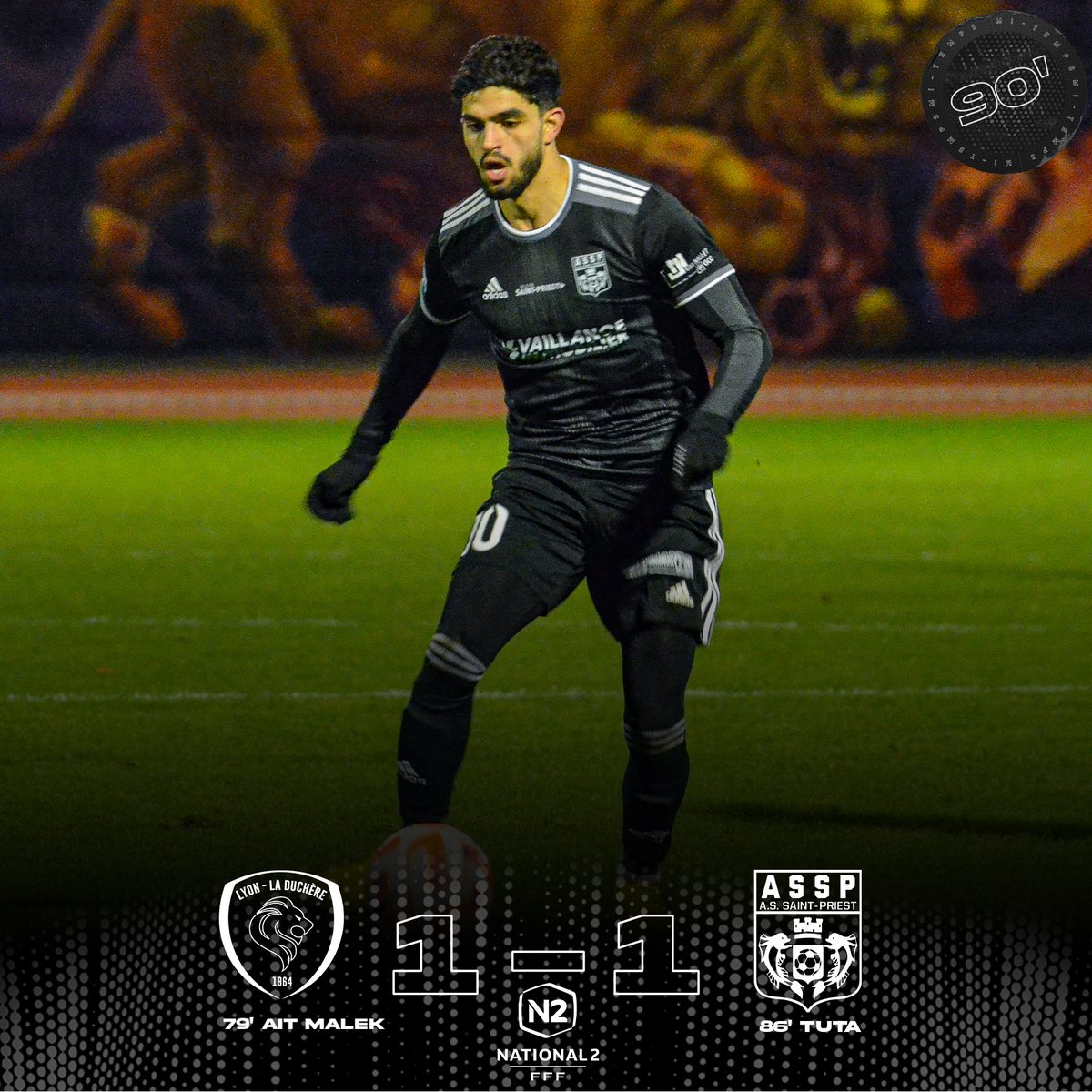 assaintpriest's tweet photo. ⏹ #DUCHASSP | 🔴1-1⚫️ | ⏱90’
Bon point ramené de la Duchère !
Après avoir été mené l’ASSP à dû revenir au score dans les 5 dernières minutes !
Un nul encourageant pour la suite de la saison 🔥 https://t.co/XdiZosZ7nm