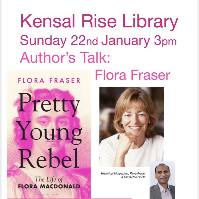 I’m thrilled that <a href="/fraserflora/">flora fraser</a> is supporting Kensal Rise Library NW10 with the launch of her new book, Pretty Young Rebel — libraries are great part of community and also one of the sources of well-being. Please join us!