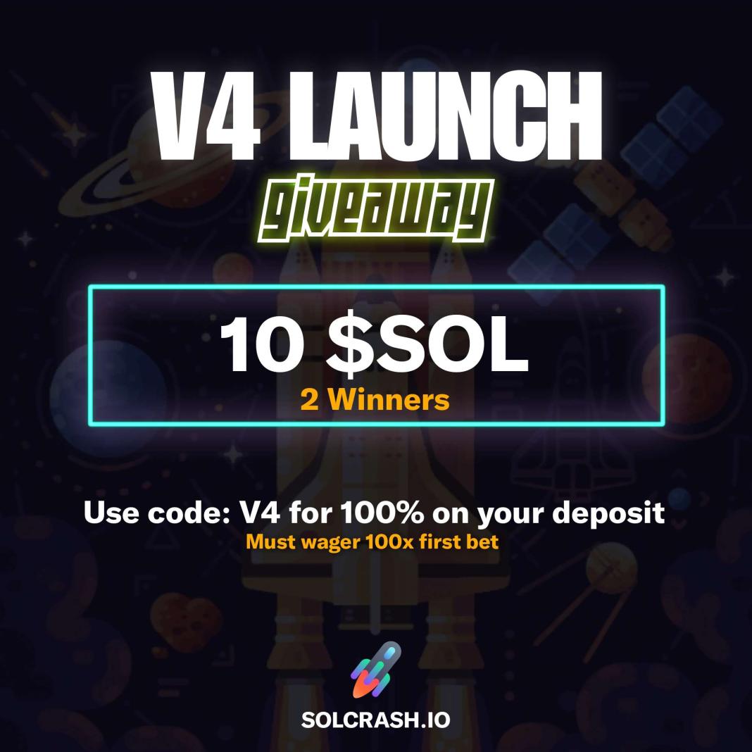 solcrash.io (@solcrash) on Twitter photo V4 is LIVE ! 🚨solcrash.io🚨
10 SOL GIVEAWAY !
Ends in 24 HOURS
2x5 SOL Winners
To participate:
👉Follow <a href="/solcrash/">solcrash.io</a>
👉Like&RT
👉Wager/Bet any amount on solcrash.io
solcrash.io The Best Crash Game on SOL
☝️ You can now try /yellow & /big_wins V4 is LIVE ! 🚨solcrash.io🚨
10 SOL GIVEAWAY !
Ends in 24 HOURS
2x5 SOL Winners
To participate:
👉Follow <a href="/solcrash/">solcrash.io</a>
👉Like&RT
👉Wager/Bet any amount on solcrash.io
solcrash.io The Best Crash Game on SOL
☝️ You can now try /yellow & /big_wins