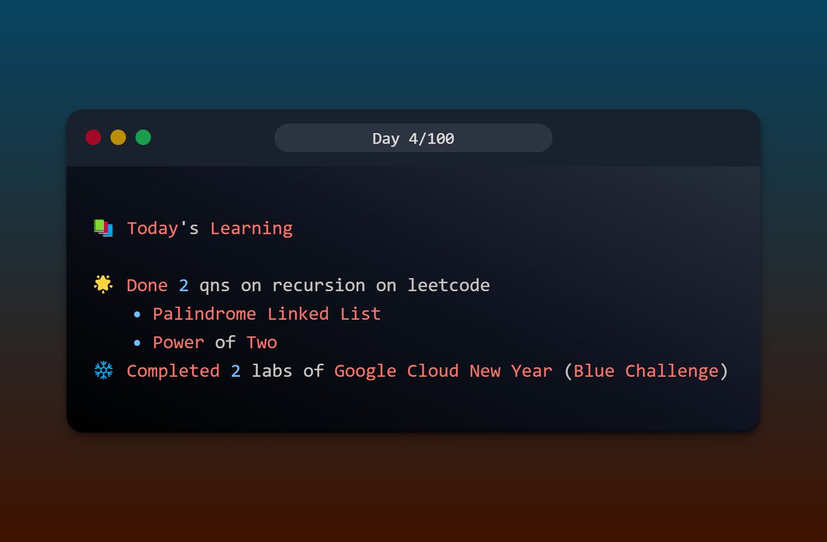 Hello Folks !!!
Nothing do much on weekends still solve 2 qns on leetcode and do labs on google cloud.

Happy Weekend !!!!

#100daysofcode #100daysofcoding #code #development #dailycode #daily #coder #programming #googlelabs #googlecloud #Cloud
