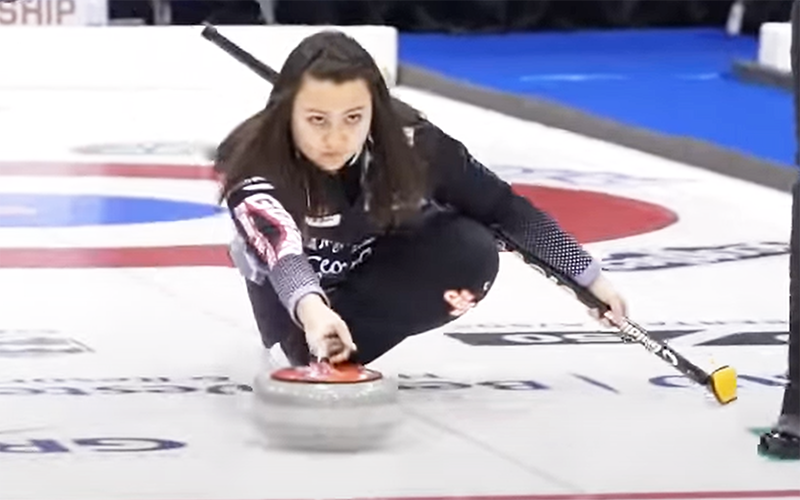 CurlingZone's tweet photo. WATCH: Undefeated Kayla Skrlik scores 1 to lead Selena Sturmay 7-5 after 9 ends in Sentinel Storage Alberta Scotties draw 7, looking to book their spot straight into Sunday's Final! https://t.co/V2yCvKoJ5H #curling https://t.co/Bqh8ASrQ5N