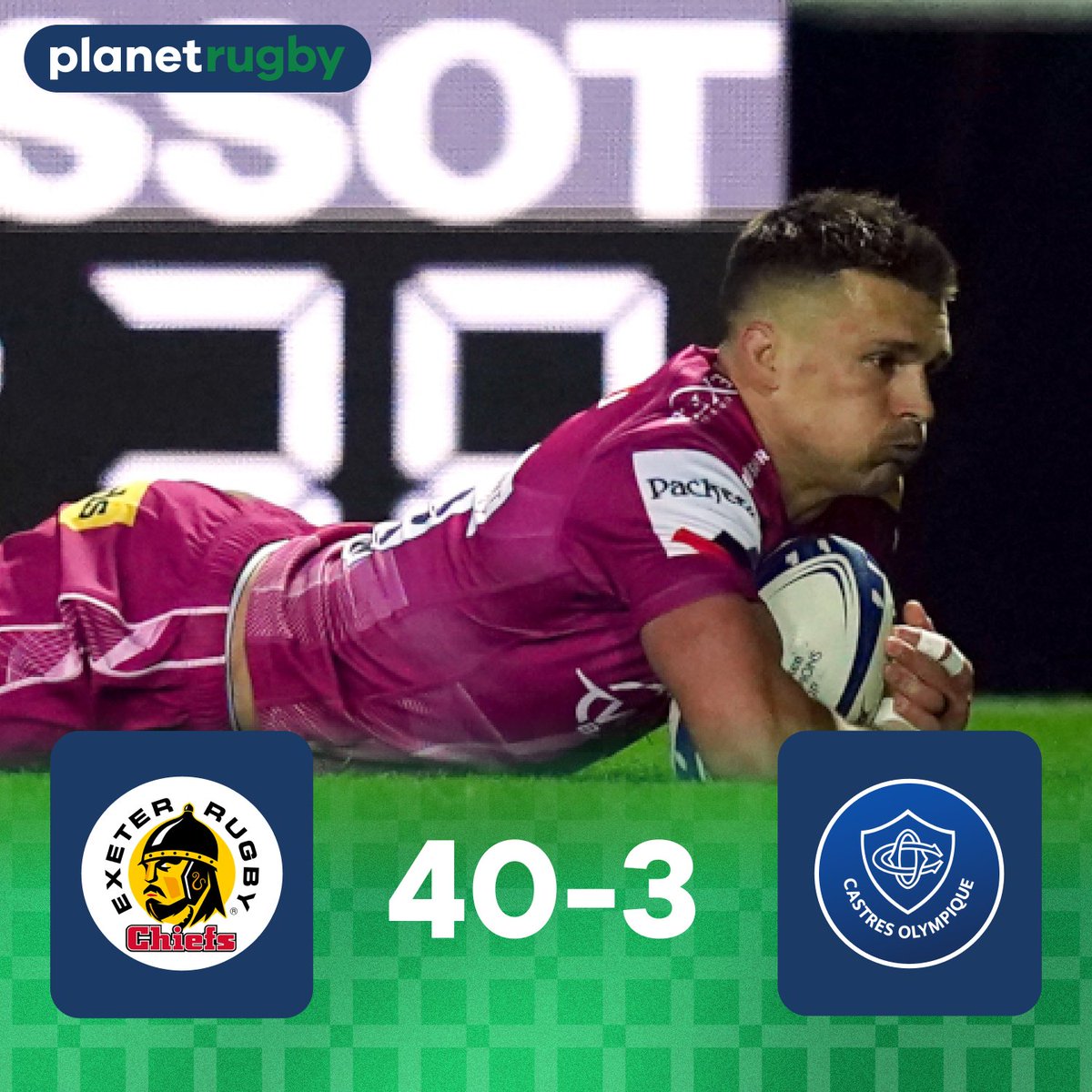 PlanetRugby's tweet photo. ๐ด๓ ง๓ ข๓ ฅ๓ ฎ๓ ง๓ ฟ Exeter Chiefs have sealed a home game in the last-16 after thrashing Castres.
#HeinekenChampionsCup #EXEvCAS https://t.co/QAux5hSeJl