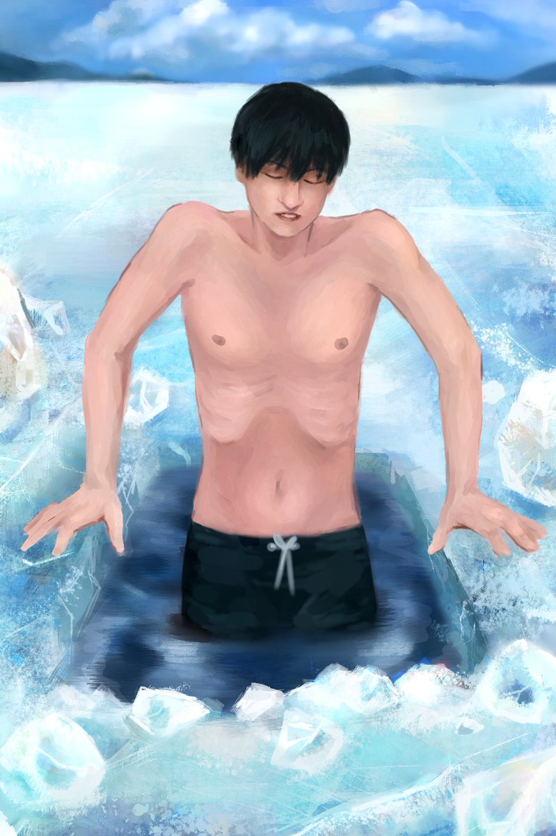 rasiaton's tweet image. #kazewinter inspired kakeru ice bathing