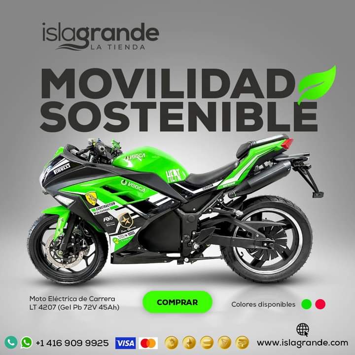AeiVedca's tweet photo. Rápida💨 y vistosa 😍 es la moto 🏍 eléctrica 🔋de carrera 🏁 LT- 4207 marca #VEDCA disponible en la #tiendaonline #islagrande Recogida en fábrica de lunes a viernes en #VEDCA #Cuba

🔗 https://t.co/8mbb98Pvxe https://t.co/AiyKVd6eDt
