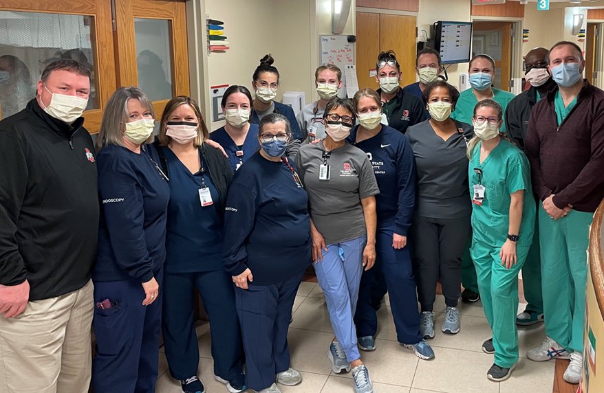 SamAkinyeyeMD's tweet photo. Another one!

3rd Free Colonoscopy Saturday a Success!

The excitement of the staff..appreciation of the patients..the impact in the community!

Thank you to @Jskeans1 and @SajidJalil13 for removing over 20 polyps! 👏🏿🔥

Thankful to OSU East staff and CFC! #OSUGHNDivision https://t.co/IAKYRtqcCf