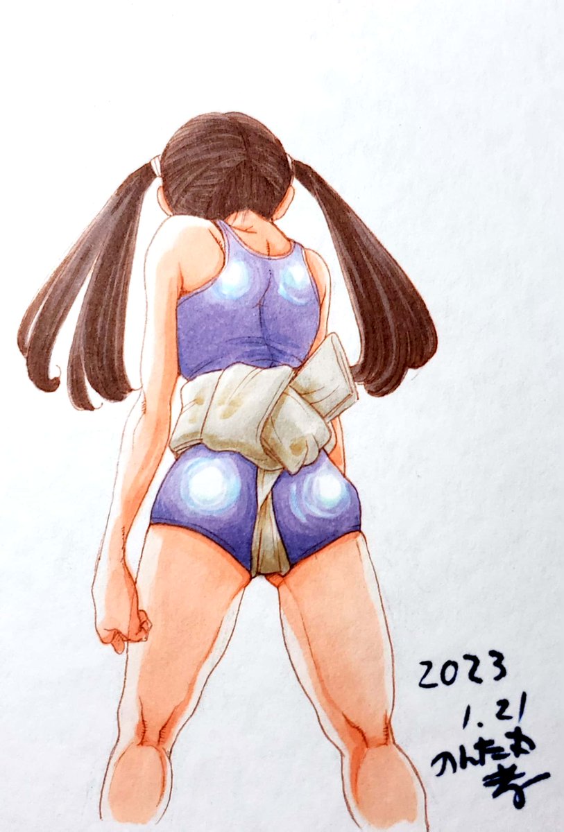 「ポーズ練習を一枚φ(..)下書きあと四枚頑張りましょー 」|のんた丸孝のイラスト