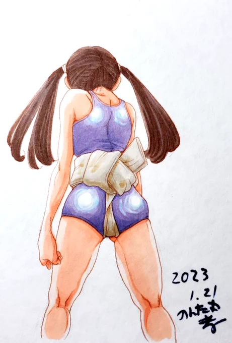ポーズ練習を一枚φ(..)下書きあと四枚頑張りましょー 