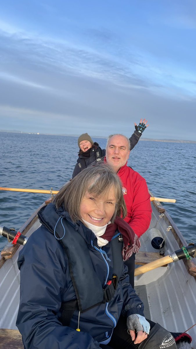 Great training row this morning round The Lamb. Cold, but we all worked hard. Joined by a very happy Skur crew. #coastalrowing #skurskiffs