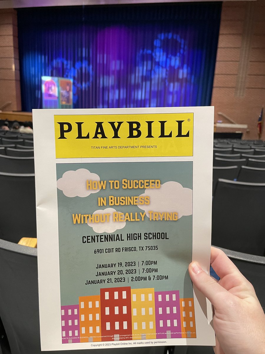 Show #3 of 5 this weekend: @CHSTitanNation fine arts production of “How to Succeed in Business…”! So excited for the cast, crew, orchestra, and directors for this incredible production. Break legs to you all!
