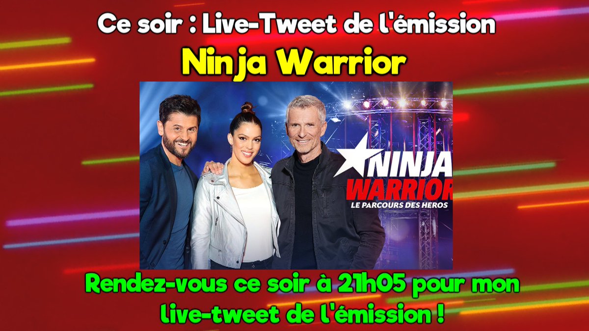 LucasSunshineLT's tweet photo. Ce soir : Ninja Warrior et mon live-tweet de l'émission.
Un nouveau prime pour cette nouvelle saison de Ninja Warrior sur TF1.
Rendez-vous ce soir pour mon live-tweet de l'émission sur mon compte @LucasSunshine_ et @LucasSunshineLT 🙏👍 #NinjaWarrior #LucasSunshine https://t.co/yk4KUyGyqF