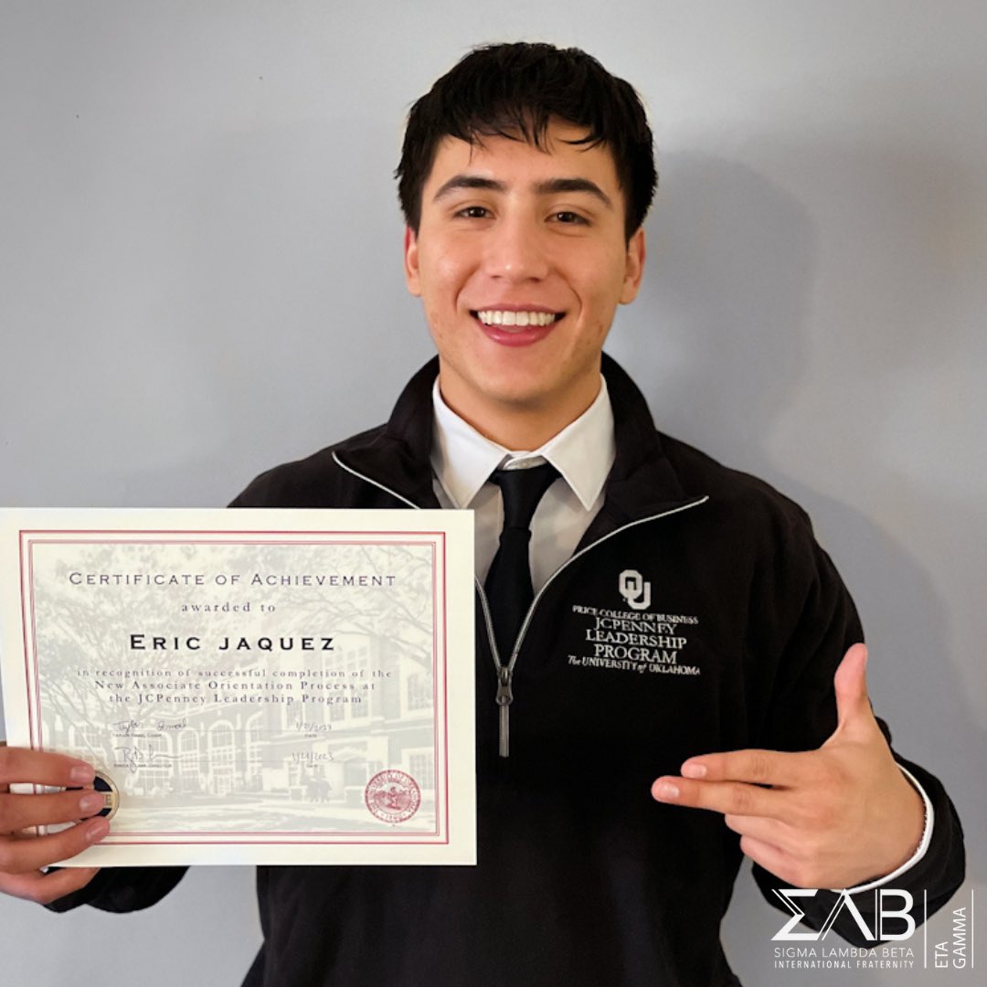 We would like to congratulate and highlight our brother Eric “Forteme” Jaquez for his admission into the JCPenney Leadership Program at the Price College of Business. 🥳