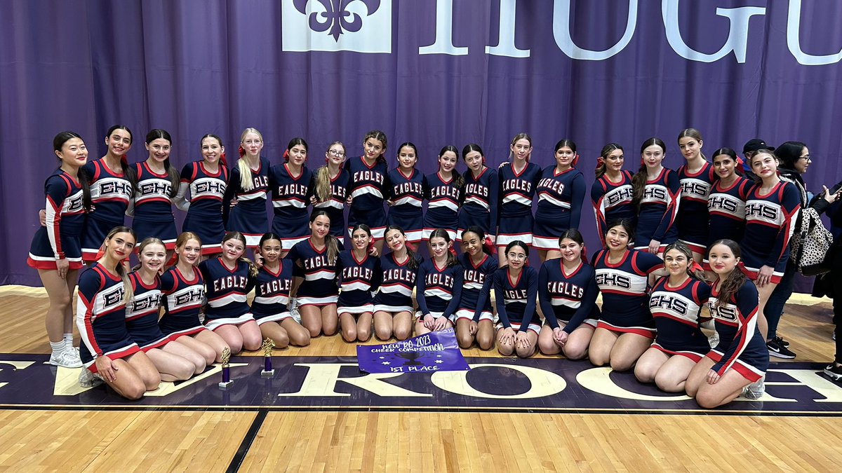 Congratulations to #EHSJVC &amp; #EMSMC on amazing Traditional &amp; Game Day routines at the @newrocheerleading competition!
❤️ #EHSJVC🥈 Traditional 
🤍 #EHSJVC🥈 Game Day
💙 #EMSMC 🥇 Traditional 
🦅 #EMSMC 🥇 Game Day
 #eaglepride #FamilyE #weareeastchester <a href="/Eagle___Nation/">EHS ATHLETICS</a>