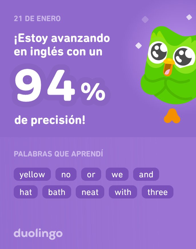 william270775's tweet photo. ¡Estoy aprendiendo inglés en Duolingo! Es gratis, divertido y efectivo. https://t.co/n8wXjBJ7f5