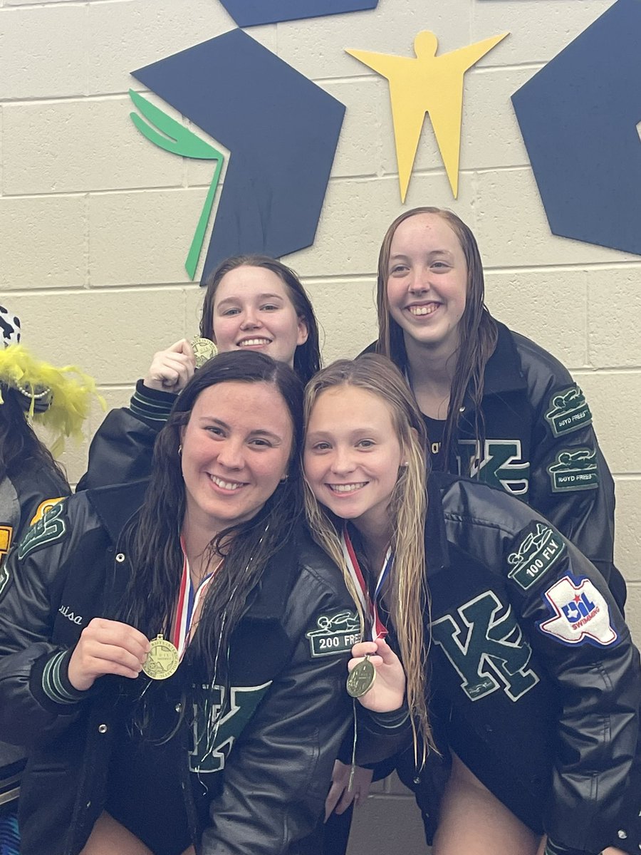5A District 16- Lady Panthers 🐆 kick off the swimming with a win in the 200 Medley. Alcala, Dove, Dozier, and Sullivan 🥇🥇🥇🥇<a href="/HumbleISD_KPHS/">Kingwood Park HS</a>