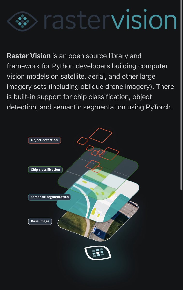 mouthofmorrison's tweet photo. Raster Vision is the most interesting open source project I ever had the pleasure of seeing get built up close - as we enter golden age of AI, free and open tools for applying new techniques to satellite imagery are going to be invaluable! https://t.co/hrYIHaLRXL https://t.co/xqO4B2fDmy