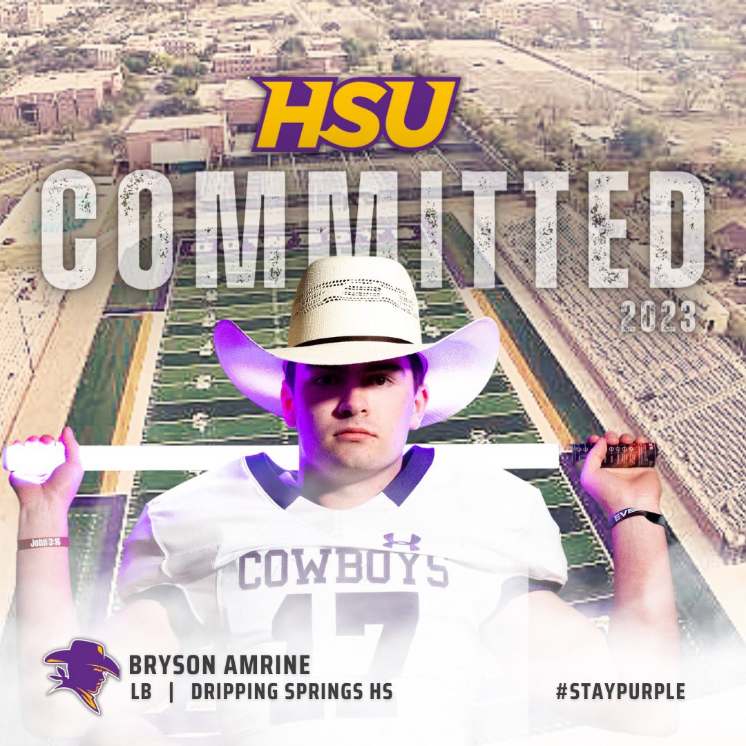 100% Committed‼️Would like to thank everyone helping me through my process of finding the right school for me! Ready to get to work <a href="/HSUCowboys/">Hardin-Simmons Cowboy Football</a> <a href="/BurlesonHSU/">Burleson</a> <a href="/Whitehead_HSU/">Jeff Whitehead</a> 🟣🟡🤠

<a href="/DripFB/">Dripping Springs HS Football</a> <a href="/MarteJr/">Marte Amrine Jr.</a> <a href="/CoachGZimmerman/">Galen Zimmerman</a> <a href="/delossae17/">Eric De Los Santos</a> <a href="/CoachStancik/">Coach Aaron Stancik</a> <a href="/FlxAtx/">FLX ATX</a>