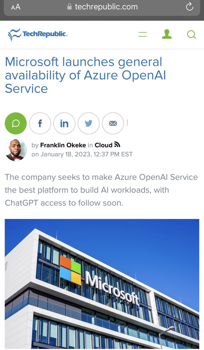SayedFarouk's tweet image. This could be a game changer for Microsoft, putting them at the forefront of the artificial intelligence revolution. #Microsoft will invest 10B $ in Open AI .. More details on #TechRepublic