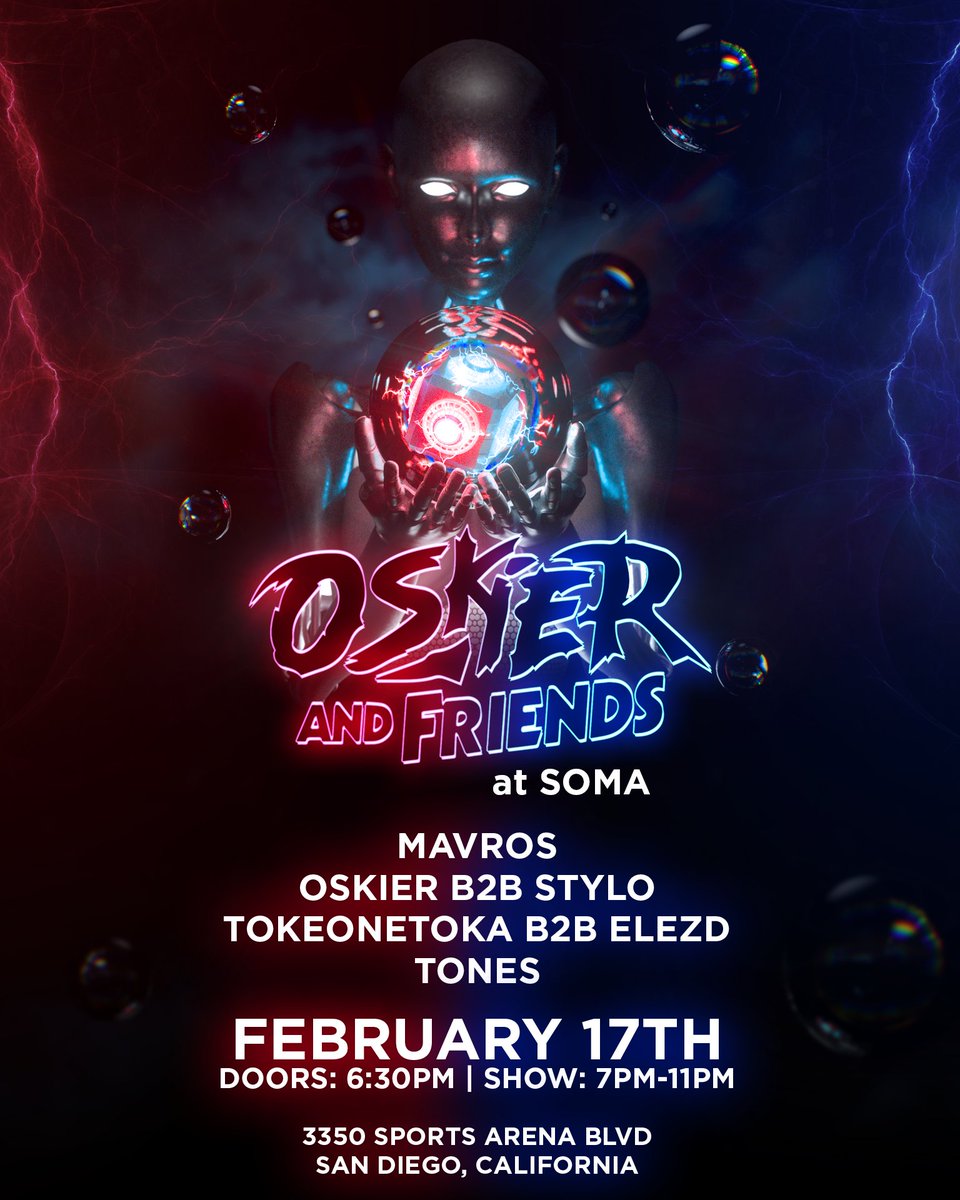 I’m incredibly excited to bring this show to my hometown on Friday, February 17th at <a href="/SOMAsd/">SOMA San Diego</a> . I, along with some of the best in the #SanDiego electronic scene will be playing DJ sets ranging from #House, #Electro, #Trance, and #Techno.

Artwork: <a href="/vicgrime/">Victor Grime</a>