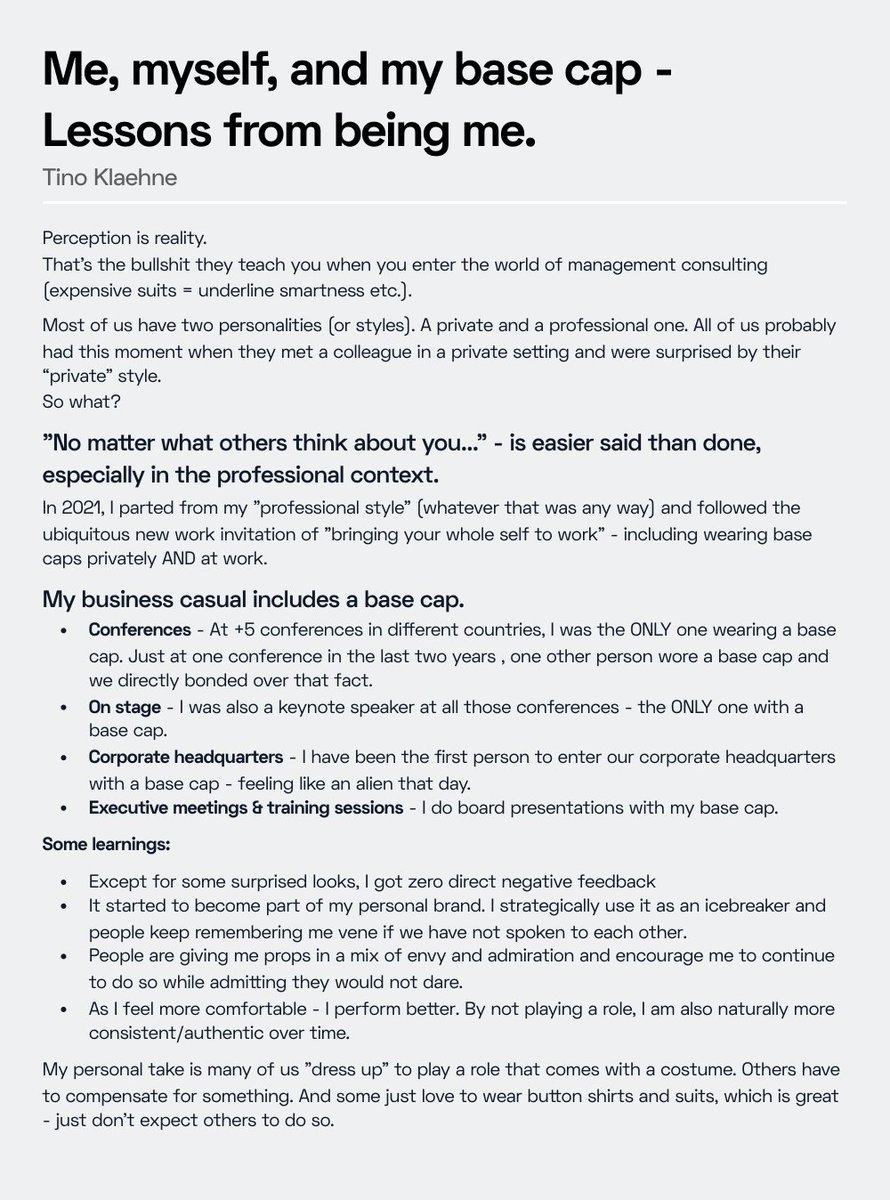 Me, myself, and my base cap - Lessons from being me.