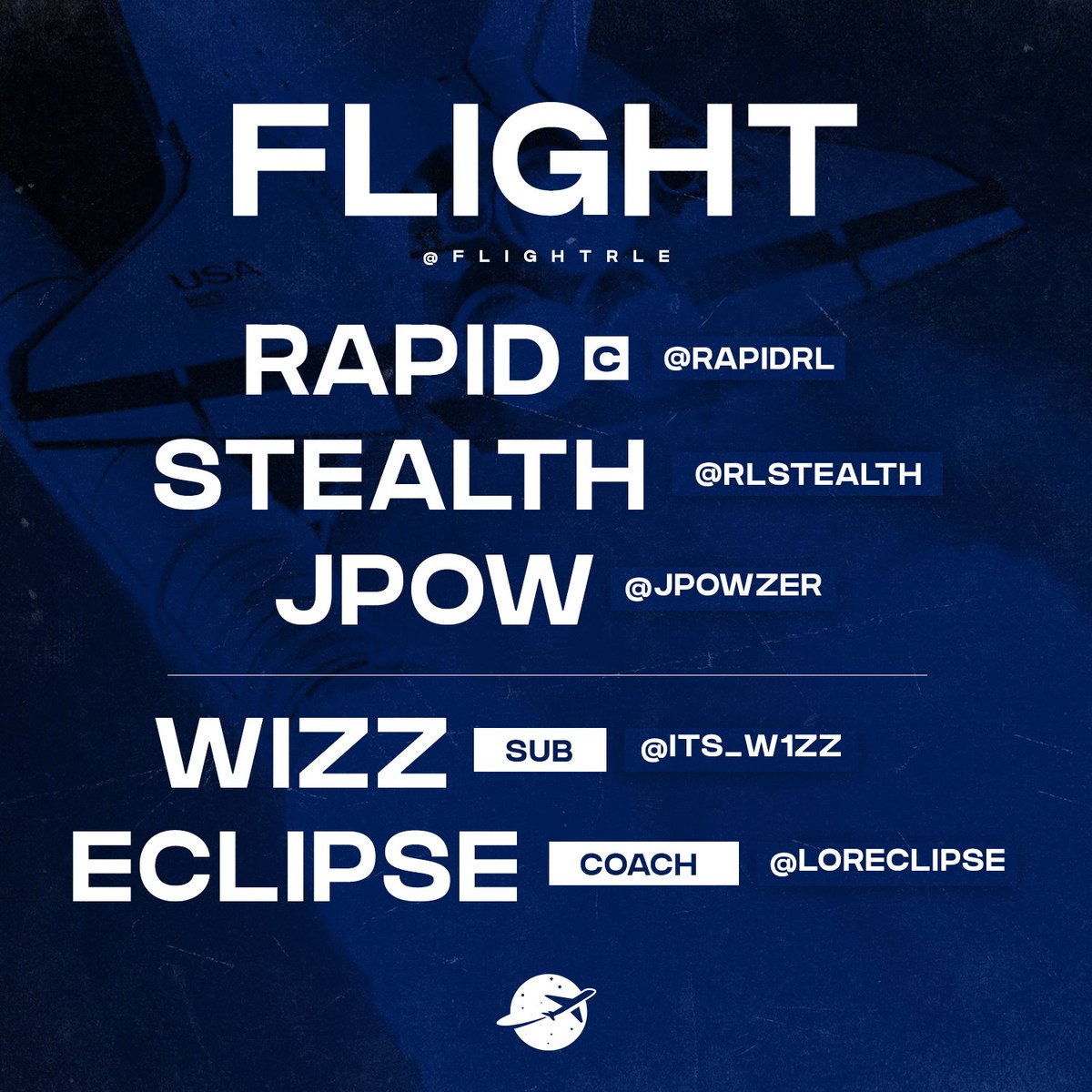 Roster for upcoming RLCS Winter Split
<a href="/RapidRL/">rapid</a>
<a href="/RlStealth/">Stealth.</a> 
@JPowzer 
Sub: <a href="/Its_W1ZZ/">Wizz</a> 
Coach: <a href="/LoREclipse/">Eclipse</a> 
Manager: <a href="/JBassFox/">JBassFox</a>