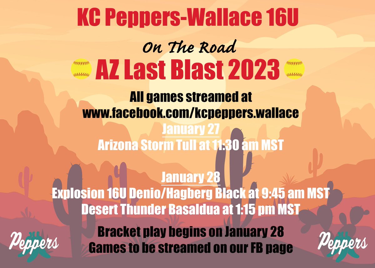 TannaHowe_12's tweet photo. THIS time next week, we’ll be in sunny AZ! ☀️🌵Excited to compete against the best of the best and hitting the dirt with my girls again.🌶️ Here we go… #pepps #itjustdifferent @JWall1820 @ericsjayhawks @coachowe @kristen_kellyy @Los_Stuff @IHartFastpitch @SBRRetweets @NewsMidwest https://t.co/WEW0COmQ5o