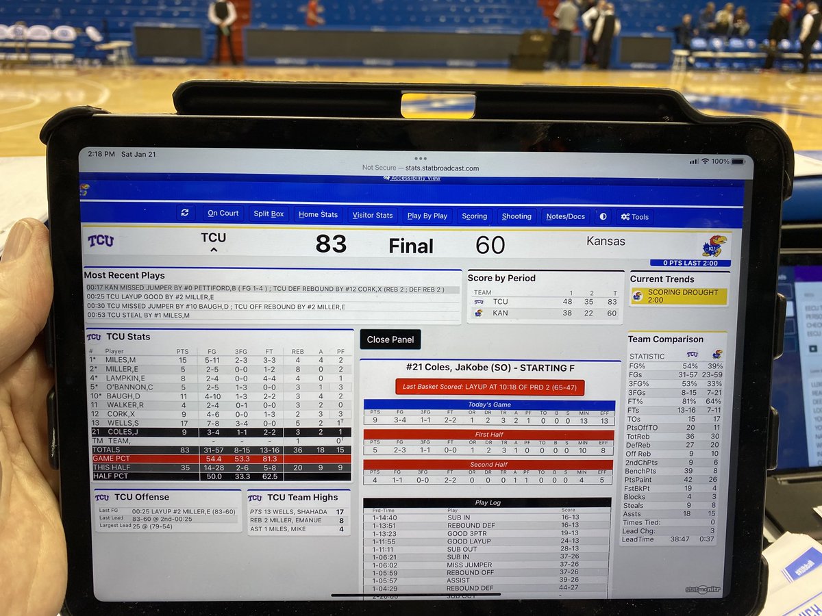 We are done at Allen Field House!  ⁦<a href="/TCUBasketball/">TCU Men's Basketball</a>⁩ makes history in dominant fashion!  Epic road win!