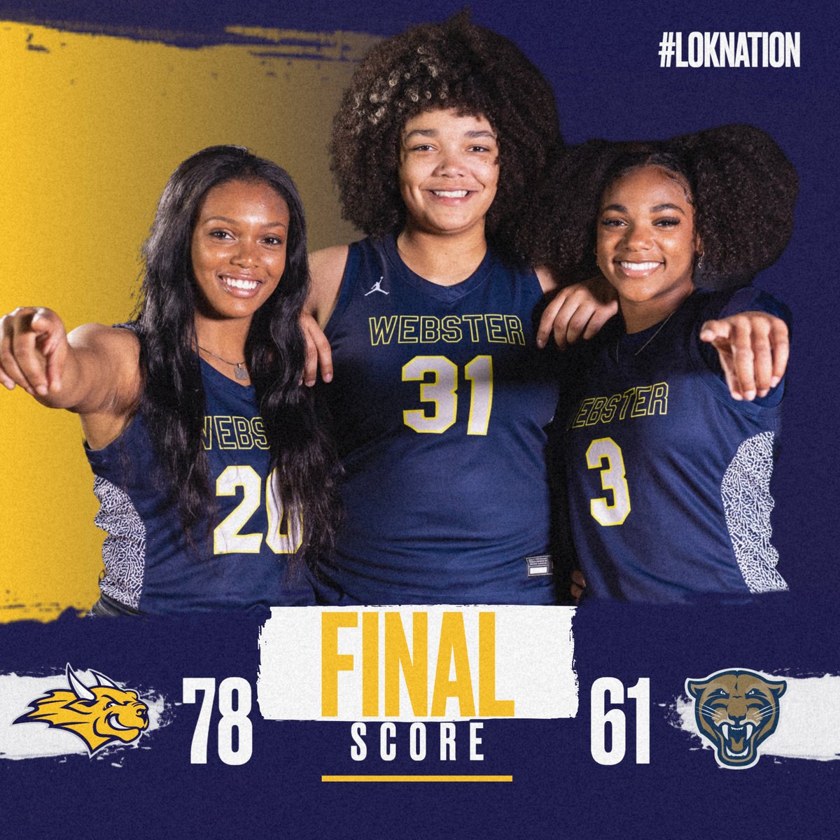 Webster U. Athletics (@gorloksports) on Twitter photo GORLOKS WIN! <a href="/GorlokWBB/">Webster University Women's Basketball</a> improves to 15-2 on the season and 5-1 in <a href="/SLIAC/">SLIAC</a> play with a 78-61 win over Principia! Julie Baudendistel led all scorers with 23 points! <a href="/WebsterUNews/">WebsterU News</a> <a href="/WebsterUNews/">WebsterU News</a>
#LokNation GORLOKS WIN! <a href="/GorlokWBB/">Webster University Women's Basketball</a> improves to 15-2 on the season and 5-1 in <a href="/SLIAC/">SLIAC</a> play with a 78-61 win over Principia! Julie Baudendistel led all scorers with 23 points! <a href="/WebsterUNews/">WebsterU News</a> <a href="/WebsterUNews/">WebsterU News</a>
#LokNation