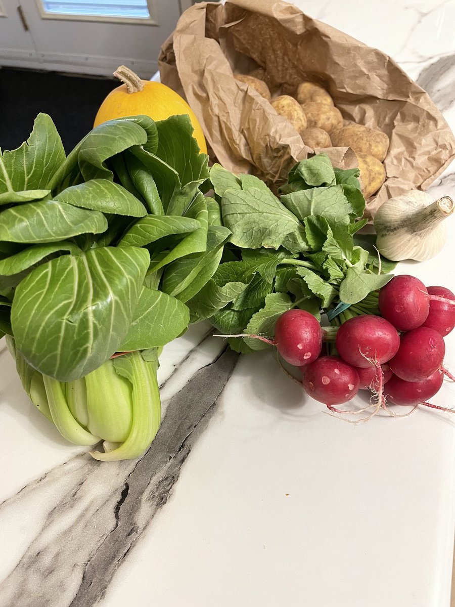 margjohnst's tweet photo. I love my CSA provider #MilkyWayFarm! The fresh produce I receive is always sooo good! Jesse and Meghan do an amazing job &amp; visiting here on a Saturday, grabbing a coffee from ⁦@CafePyrusKW⁩ and seeing happy people on the #SpurLine Trail is a great thing! ♥️🙏🚲🏃‍♀️☕️🥕🥬🍅 https://t.co/b4CrnEcwqz