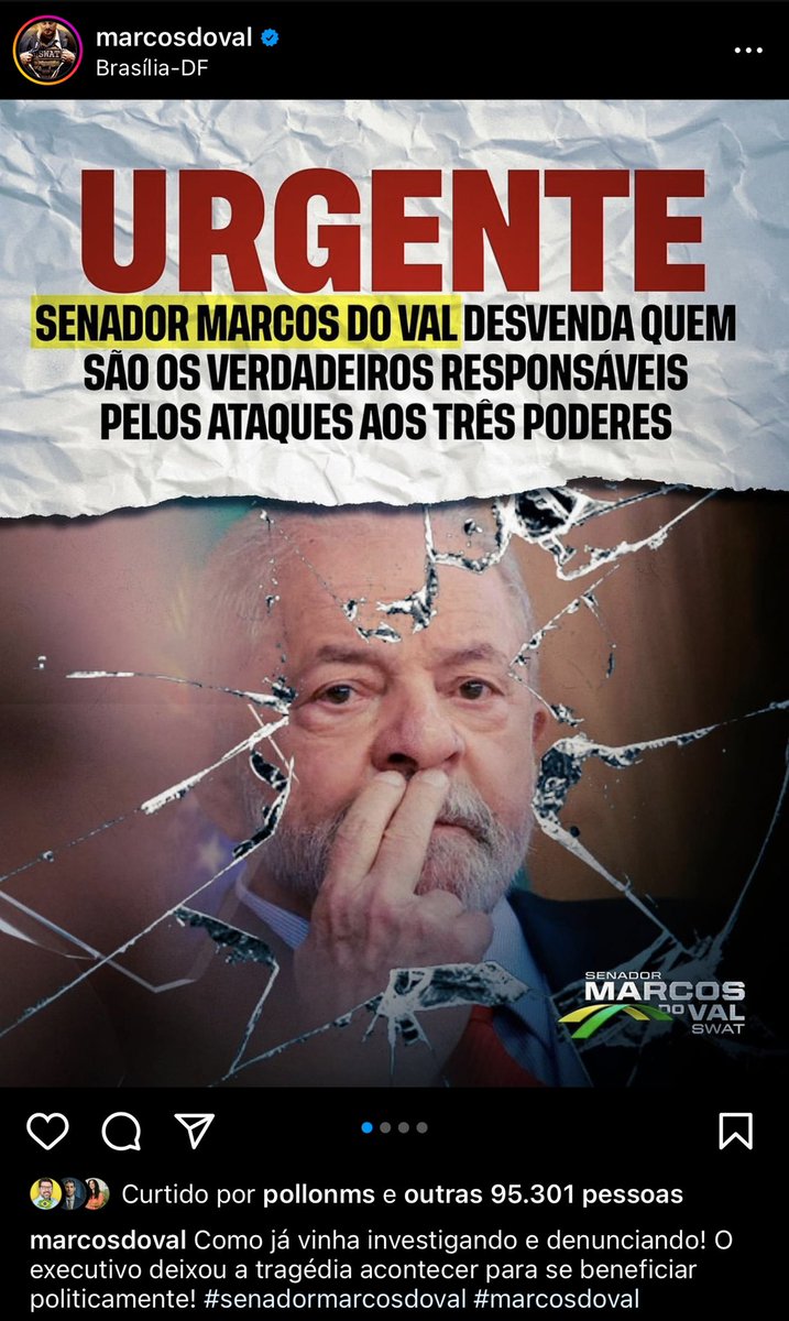 BolsonaroSP's tweet image. Meu apoio ao Senador @marcosdoval pelo seu trabalho em esclarecer os responsáveis pelo vandalismo na Oraça dos Três Poderes👊👏