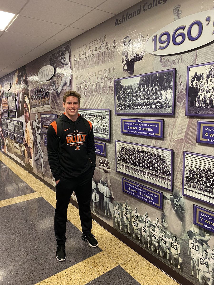 Had an amazing visit to <a href="/AshlandFB/">Ashland Football</a> today! Great presentation by <a href="/coach_geiser/">Doug Geiser</a> and DC Tim Rose! It was great spending time again with <a href="/Coach_Orsini/">Dominick Orsini</a>. Great tour of the campus, indoor field, and athletic facilities! <a href="/CoachEvanDreyer/">Evan Dreyer</a> <a href="/coachveil/">Brian Veil</a>
