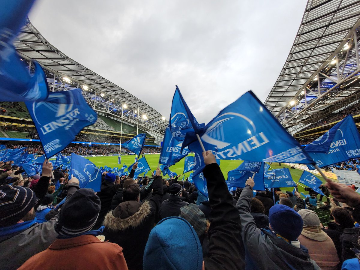 katzb21's tweet photo. A great atmosphere in @AVIVAStadium today with a great #seaofblue for #LEIvR92 #shouldertoshoulder @leinsterrugby @OLSCRugby https://t.co/V3cBCKfMsD