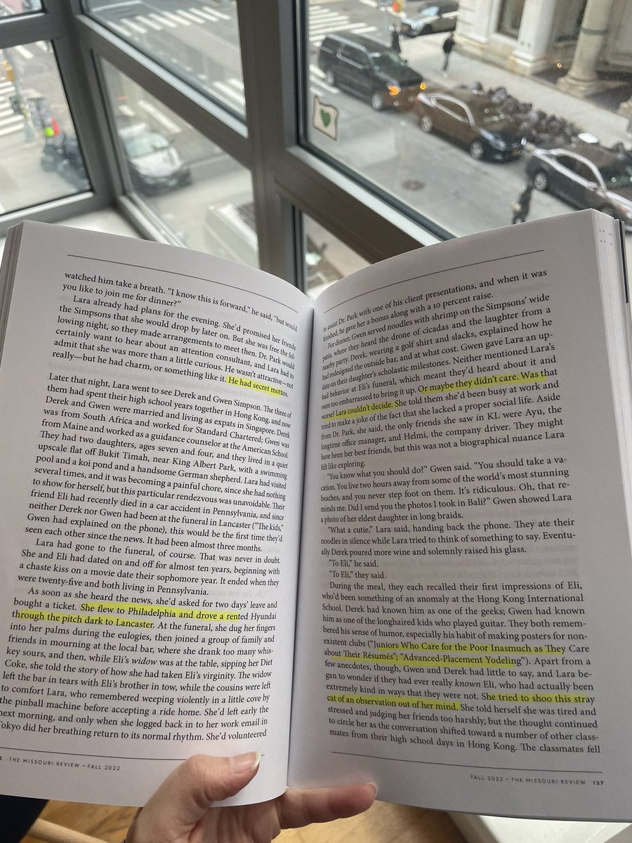 Favorite Christmas present is a two year subscription to <a href="/Missouri_Review/">The Missouri Review</a> and what a start with this story from <a href="/drwclvrt/">Drew Calvert</a> that kept me on my toes. Had to break out the highlighter for this one.