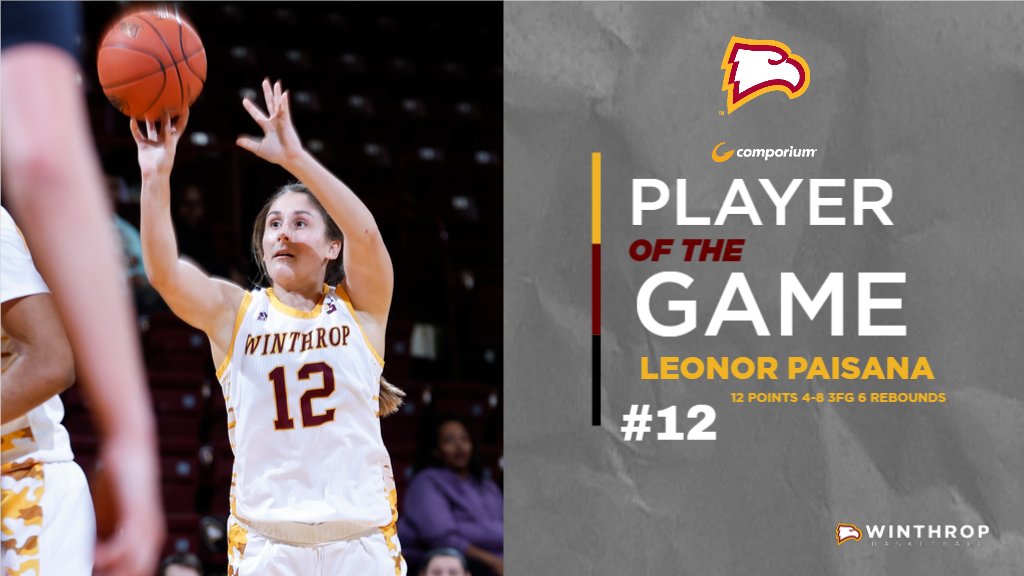 Leonor Paisana is your <a href="/comporium/">Comporium</a> Player of the Game with all of her points coming from downtown! #ROCKTHEHILL #BigSouthWBB
