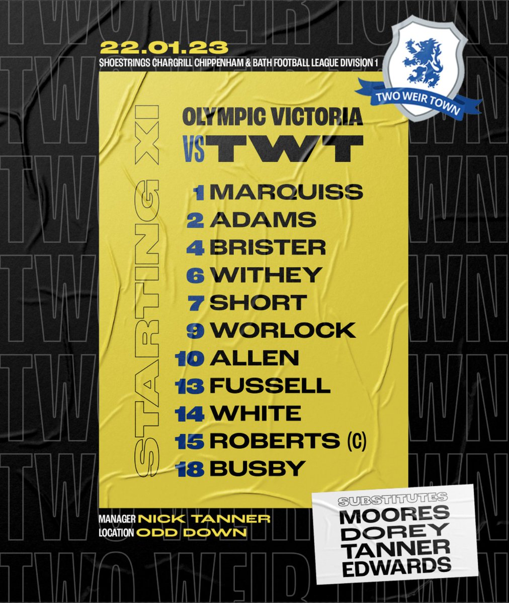 TwoWeir's tweet image. The boys are finally back in action this morning in our first fixture of 2023 against Olympic Victoria at Odd Down🥳💪

The gaffer lines us up in a 4-3-3 with three new recruits making the squad, including Kai Adams who starts at right back 👏

Come on yoooou Two Weir🔵🍻🙏