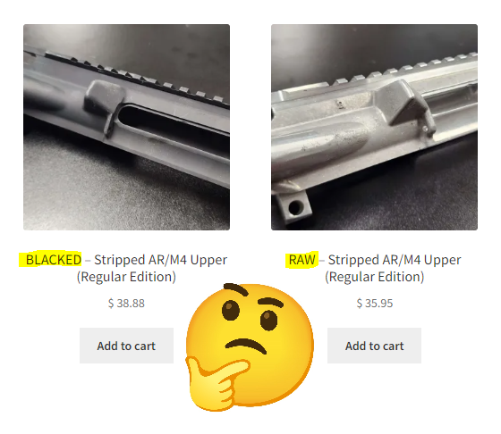 MAFcorporation's tweet photo. Do you prefer your AR uppers BLACKED or RAW? https://t.co/0at5DPxEmM