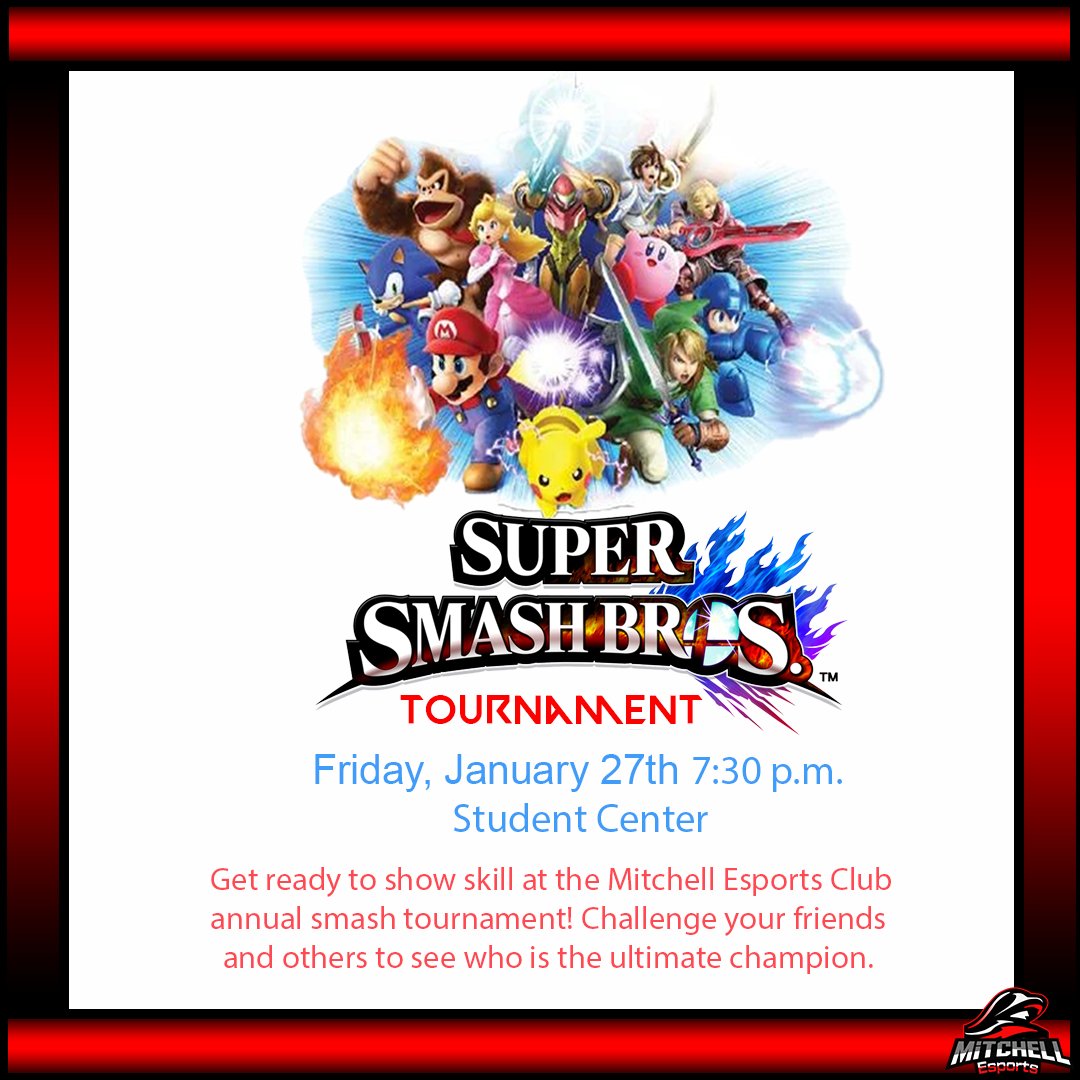 EsportsMitchell's tweet photo. It's that time again, so you know what that means. The Mitchell Esports Club will have the spring 2023 annual Smash tournament! https://t.co/jBVBStb9CY