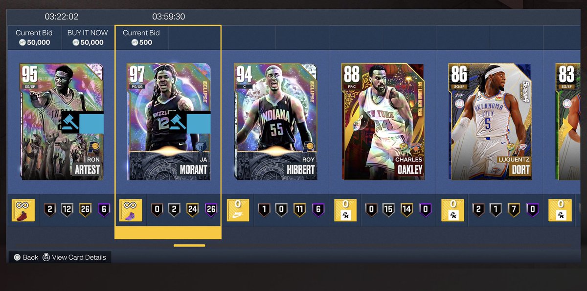 Goohwap's tweet image. Holo 26 HOF Ja on PS
added badges: aerial wizard, backdown punisher, post spin tech, rise up, blinders, catch &amp;amp; shoot, green machine, guard up, break starter, unpluckable, ankle braces #NBA2K23 #nba2k23myteam