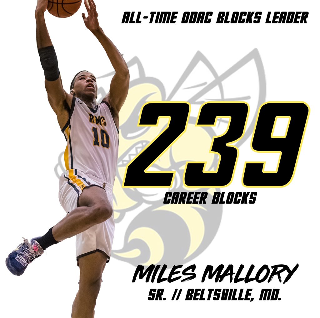 🚨MILES MALLORY BREAKS THE ALL-TIME ODAC BLOCKS RECORD🚨 In today’s 58-46 win against Roanoke, Miles Mallory broke with ODAC Blocks record with his 1 of 3 blocks on the day. Mallory finished with 16 points, 18 rebounds, and 5 assists #JacketsFamily