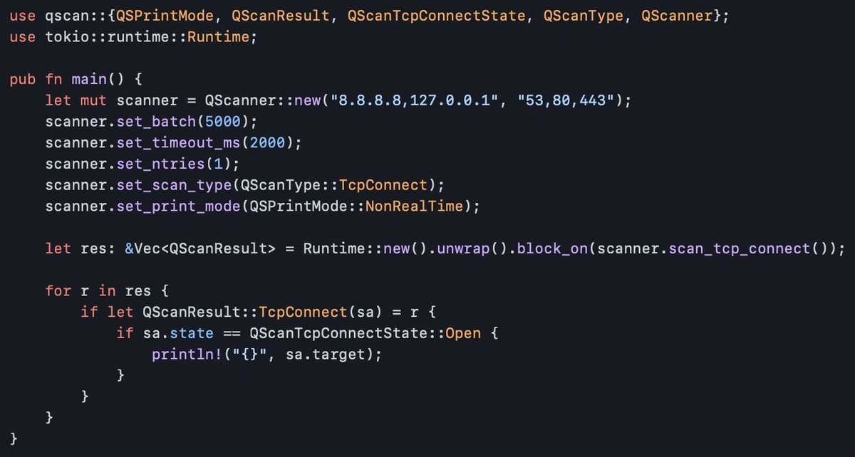 0xor0ne's tweet image. If you&apos;re interested in a minimal network port scanner, check out Qscan:

github.com/0xor0ne/qscan 

and its companion command line tool qsc:

github.com/0xor0ne/qscan/… 

#networkscanning #network #infosec #tool