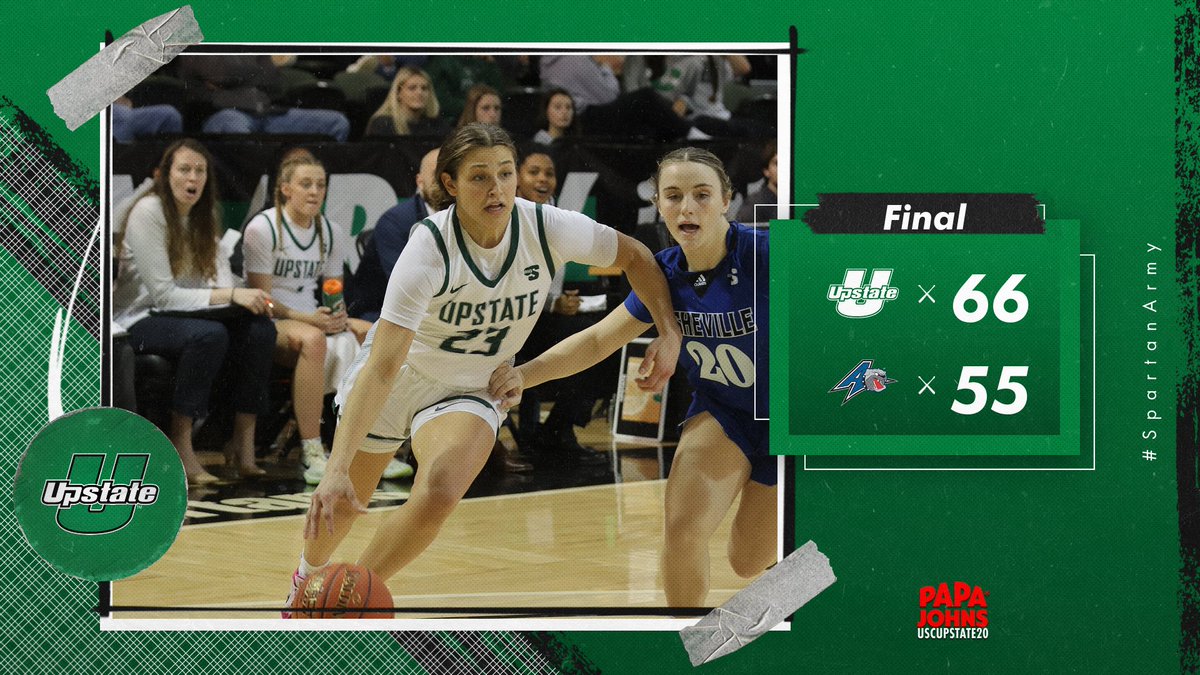 Upstate extends its home winning streak as the Spartans defeat the Bulldogs of UNC Asheville 66-55.

#SpartanArmy ⚔️